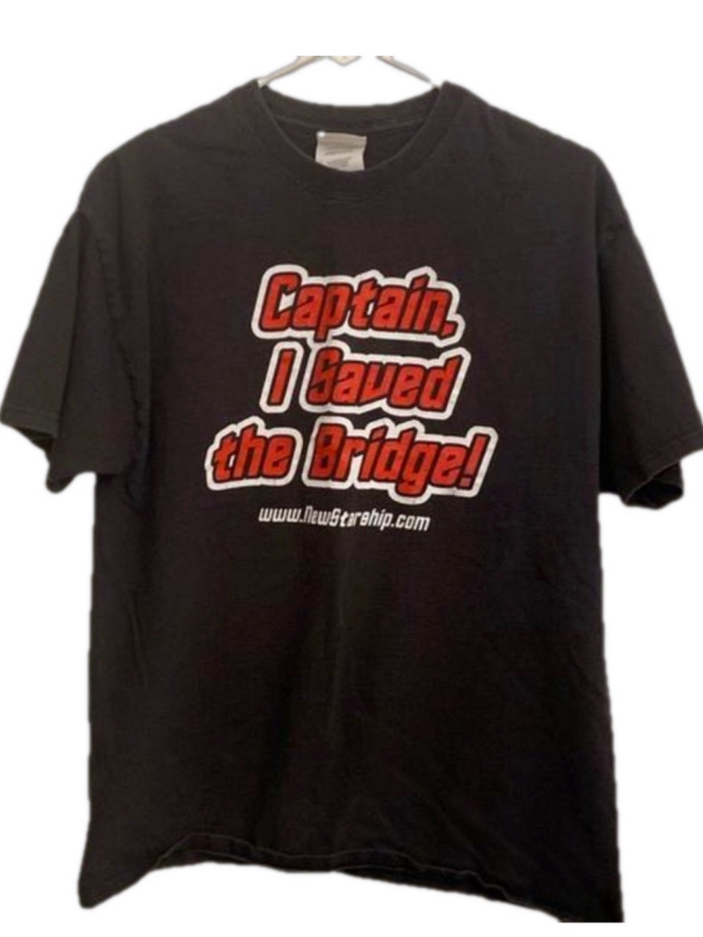 Vintage Star Trek Save the Bridge Sponsor T-Shirt Mens L Shut Up Wesley TNG